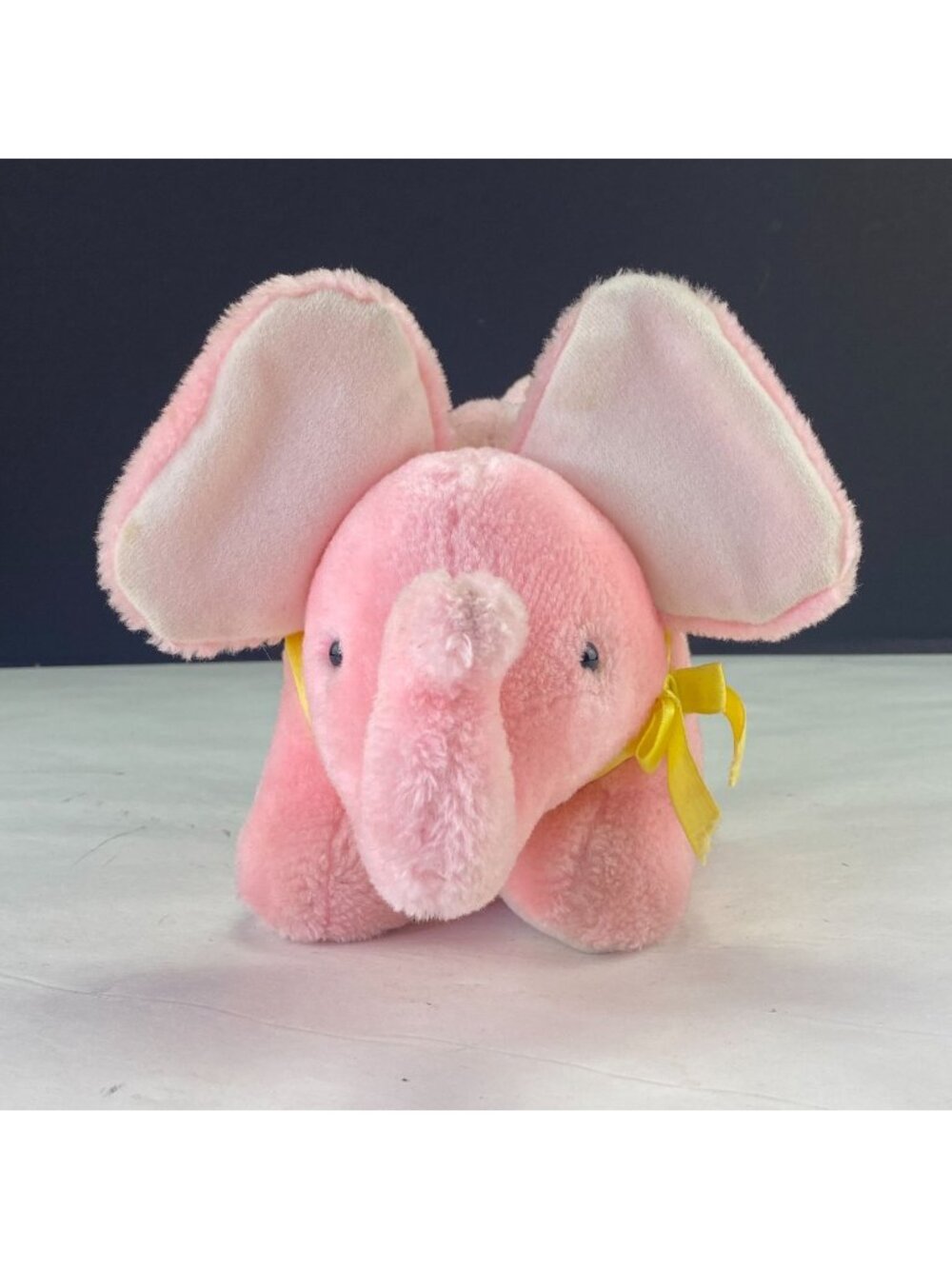 Vintage Amtoy Baby Soft Touch 1984 Plush Pink Elephant Music Box
